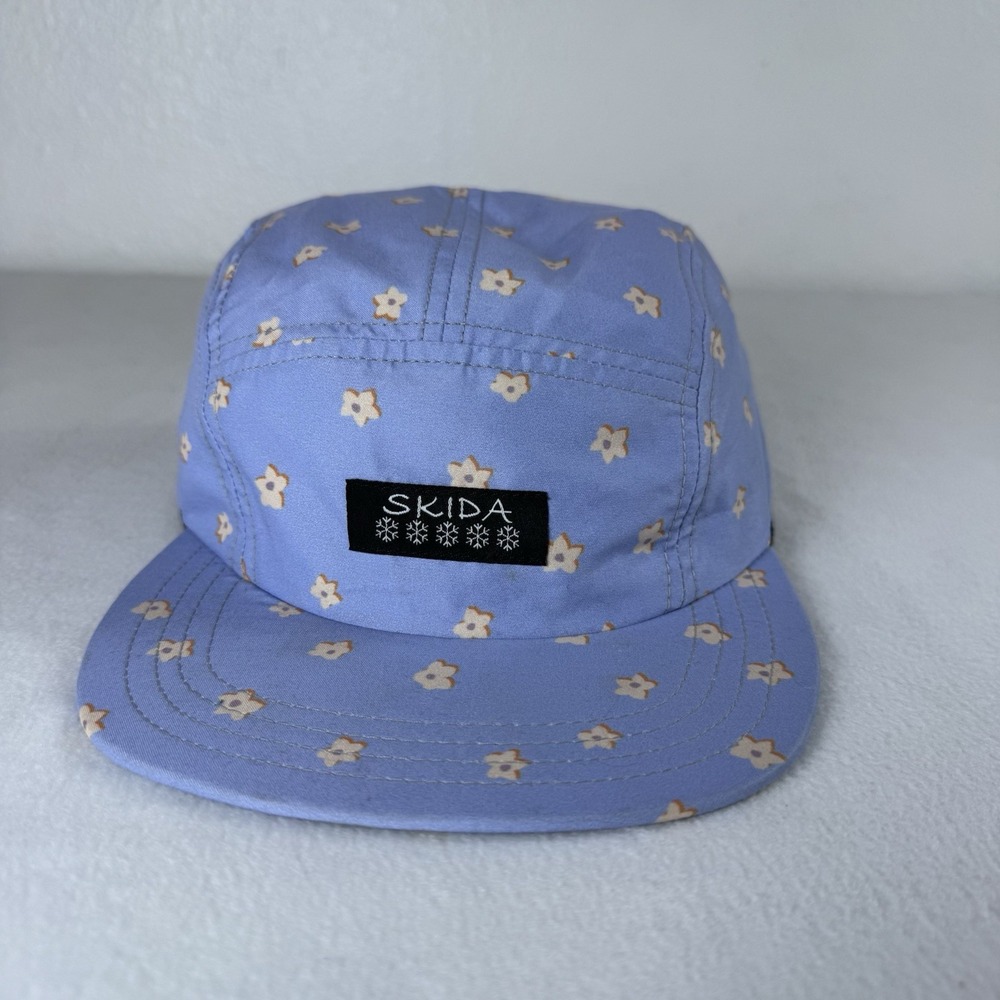 Skida Original Brim 5 Panel Hat Periwinkle Floral Strapback Adjustable Cap